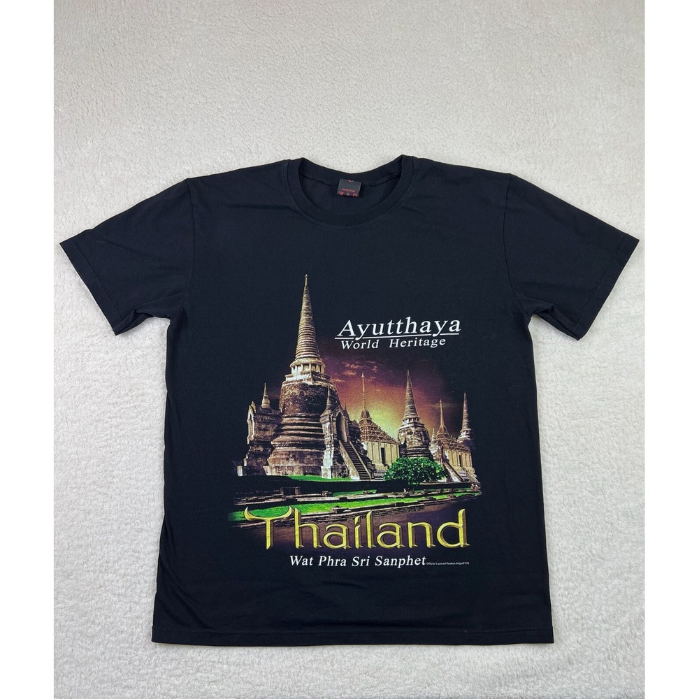 Vintage JoliGolf Thailand T-Shirt Men's Large Black Ayutthaya World Heritage